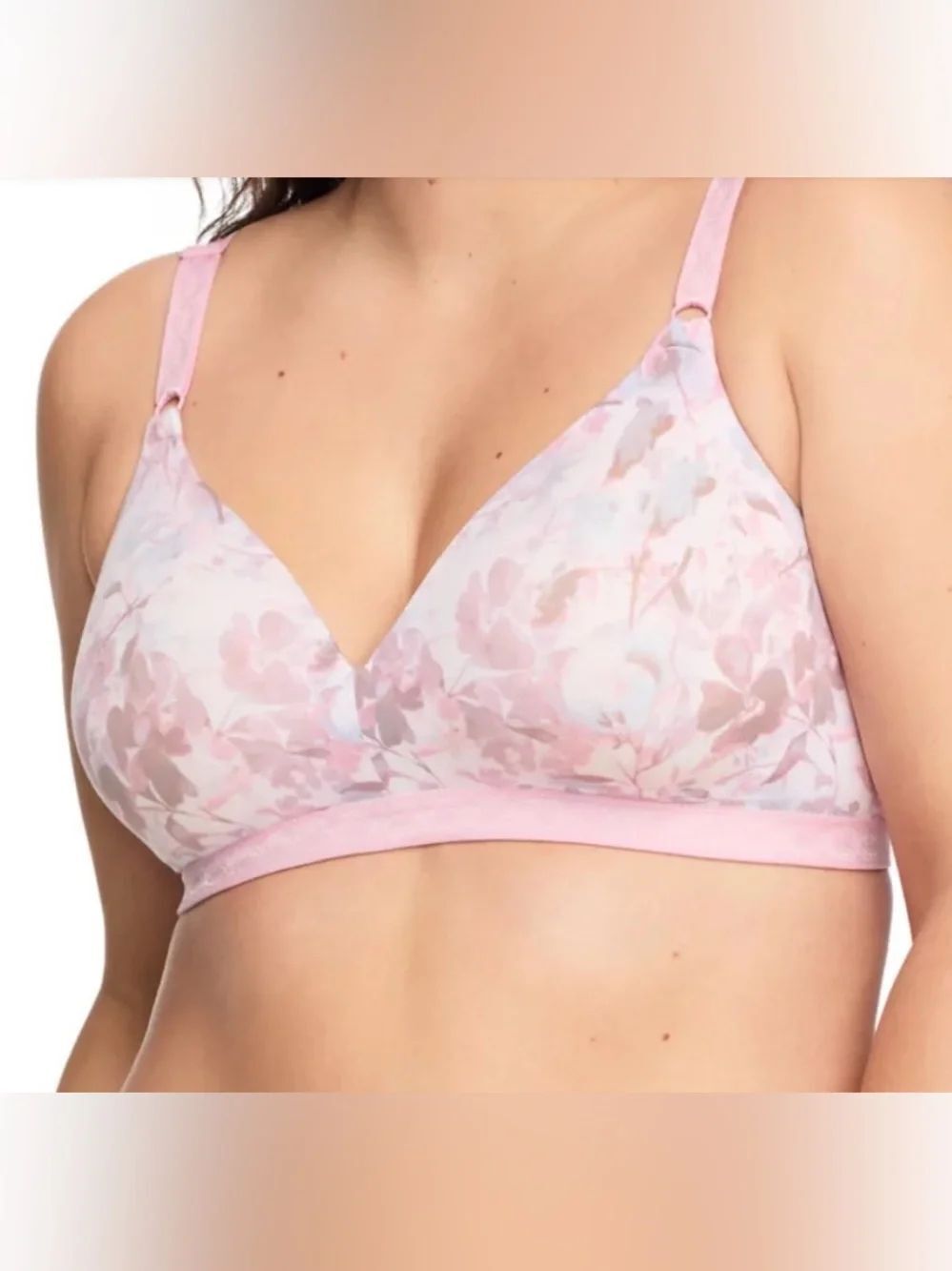 Warner's Cloud 9 Super Soft Wireless Bra Purple Flowers